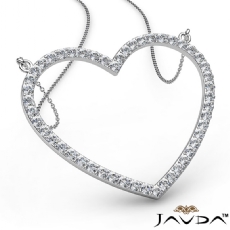 Open Heart Pendant Necklace In 14k White Gold Round Diamond 1.50Ct