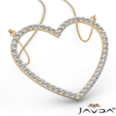 Open Heart Pendant Necklace In 14k Gold Yellow Round Diamond  (1.5Ct. tw.)