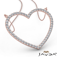 Open Heart Pendant Necklace In 18k Rose Gold Round Diamond  (1.5Ct. tw.)