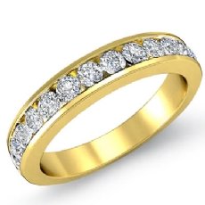 Womens Matching Half Wedding Band Round Diamond 14k Gold Yellow  (0.5Ct. tw.)