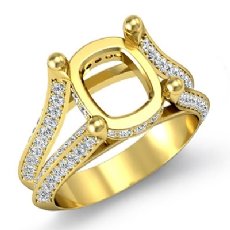 Cushion Diamond Engagement Women Semi Mount Ring Pave setting 18k Gold Yellow (1.2Ct. tw.)