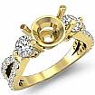 3 Stone Diamond Engagement Split Shank Ring 18k Gold Yellow Round Semi Mount 1.3Ct