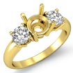 Round Diamond 3 Stone Semi Mount Engagement Ring 18k Yellow Gold 0Ct - javda.com 