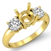 Round Diamond 3 Stone Semi Mount Engagement Ring 14k Yellow Gold 0.5Ct - javda.com 