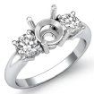 Round Diamond 3 Stone Semi Mount Engagement Ring Platinum 950 0Ct - javda.com 