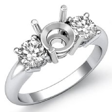 Round Diamond 3 Stone Semi Mount Engagement Ring 14k W Gold 0.50Ct
