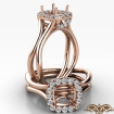 Halo Split Shank Cushion Semi Mount Diamond Engagement Ring 18k Rose Gold 0.4Ct - javda.com 