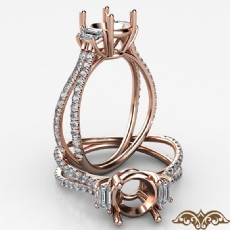 Three Stone Split Shank Round Semi Mount Diamond Engagement Ring 14k Rose Gold  (0.8Ct. tw.)