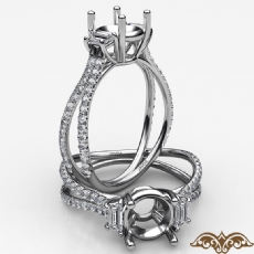 Three Stone Split Shank Round Semi Mount Diamond Engagement Ring 14k Gold 0.80Ct