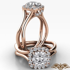 French U Cut Pave Crown halo diamond Ring 18k Rose Gold