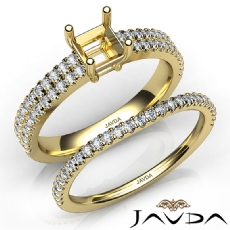 Diamond Engagement Ring Princess Semi Mount U Cut Bridal Set 14k Gold Yellow  (0.8Ct. tw.)