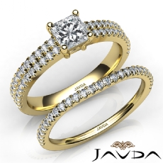 Duet Shank French Bridal Set diamond Ring 18k Gold Yellow