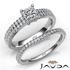 Duet Shank French Bridal Set diamond Ring 14k Gold White
