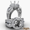 3 Stone Round Diamond Vintage style Engagement Halo Ring Set Platinum 950 Semi-Mount 1.85Ct - javda.com 