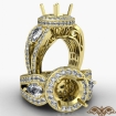 3 Stone Round Diamond Vintage style Engagement Halo Ring Set 18k Yellow Gold Semi-Mount 1.85Ct - javda.com 