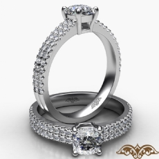 French U Pave 2 Row Shank diamond Ring Platinum 950