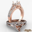 Gorgeous Halo Prong Diamond Engagement Heart Semi Mount Ring 14k Rose Gold 0.75Ct - javda.com 