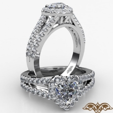Halo Split Shank French U Pave diamond Ring 14k Gold White