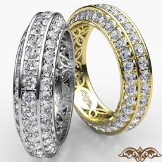 Trio Pave Round Diamond Wedding Womens Eternity Band Platinum 950  (1.75Ct. tw.)