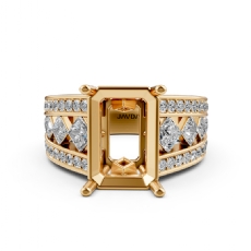 Princess Round Diamond Engagement Ring Emerald Semi Mount 14k Gold Yellow (1.25Ct. tw.)