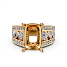 Princess Round Diamond Engagement Ring Cushion Semi Mount 14k Gold Yellow (1.25Ct. tw.)