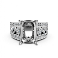 1.25Ct Princess Round Diamond Engagement Ring Cushion Semi Mount 14K White Gold