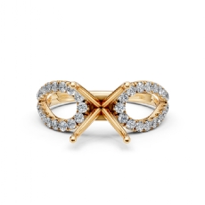 Diamond Engagement Ring Round Semi Mount 14k Gold Yellow Split Shank (0.45Ct. tw.)