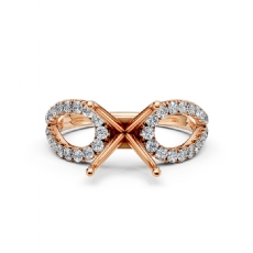 Diamond Engagement Ring Round Semi Mount 14k Rose Gold Split Shank (0.45Ct. tw.)