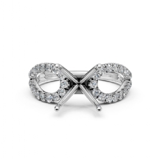 0.45Ct. Diamond Engagement Ring Round Semi Mount 14K White Gold Split Shank