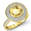 0.75Ct Halo Pave Setting Diamond Engagement Round Semi Mount Ring 18k Yellow Gold - javda.com 