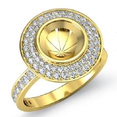 Halo Pave Setting Diamond Engagement Round Semi Mount Ring 18k Gold Yellow (0.75Ct. tw.)