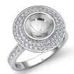 0.75Ct Halo Pave Setting Diamond Engagement Round Semi Mount Ring 18k White Gold - javda.com 