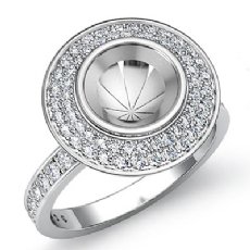 0.75Ct Halo Pave Setting Diamond Engagement Round Semi Mount Ring 14K White Gold