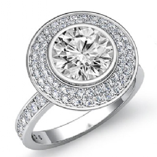 Double Halo Pave Bezel Set diamond Ring Platinum 950