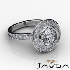 Double Halo Pave Bezel Set diamond Ring 14k Gold White
