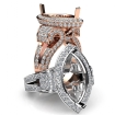 Marquise Diamond Engagement Ring 18k Rose Gold Vintage Halo Setting Semi Mount 2.75Ct - javda.com 