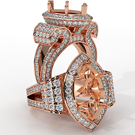 Marquise Diamond Engagement Ring 14k Rose Gold Vintage Halo Setting Semi Mount  (2.75Ct. tw.)