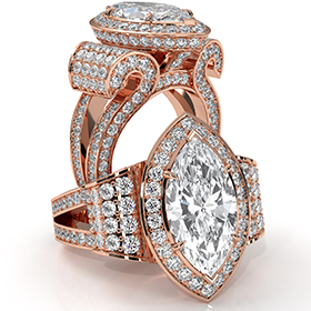 Circa Halo Vintage Inspired diamond Ring 14k Rose Gold