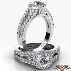 Split Shank Halo French Pave diamond Ring Platinum 950