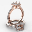 French Cut Pave Set Diamond Engagement Princess Semi Mount Ring 14k Rose Gold 1Ct - javda.com 