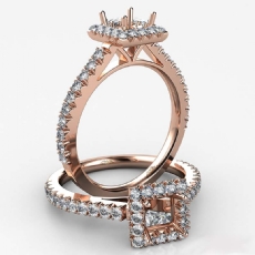 French Cut Pave Set Diamond Engagement Princess Semi Mount Ring 14k Rose Gold  (1Ct. tw.)