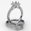 French Cut Pave Set Diamond Engagement Princess Semi Mount Ring 18k White Gold 1.35Ct - javda.com 