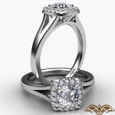 Halo Cathedral Split Shank diamond Ring 18k Gold White