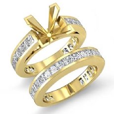 Diamond 18k Gold Yellow Wedding Semi Mount Ring Princess Bridal Setting (2.7Ct. tw.)