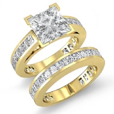 Channel Shank Bridal Set diamond Ring 18k Gold Yellow