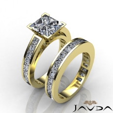 Channel Shank Bridal Set diamond Ring 14k Gold Yellow