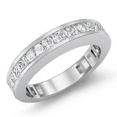 Princess Channel Diamond Wedding Band Womens Matching Ring 14k White Gold 1.5Ct