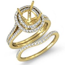 Matching Diamond Engagement Wedding Ring Cushion Bridal Set 18k Gold Yellow (2Ct. tw.)