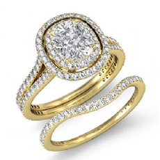 Split Shank Halo Bridal diamond Ring 18k Gold Yellow