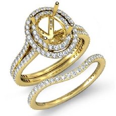 Diamond Engagement Ring Oval Split Shank Bridal Set 14k Gold Yellow SemiMount (2Ct. tw.)